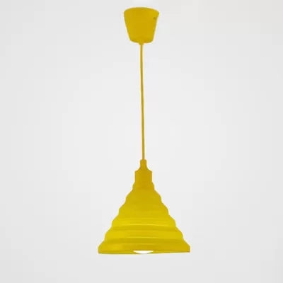 Kids Colorful Hanging Pendant Light For Game Room - Single Head Metal Conical Design Yellow
