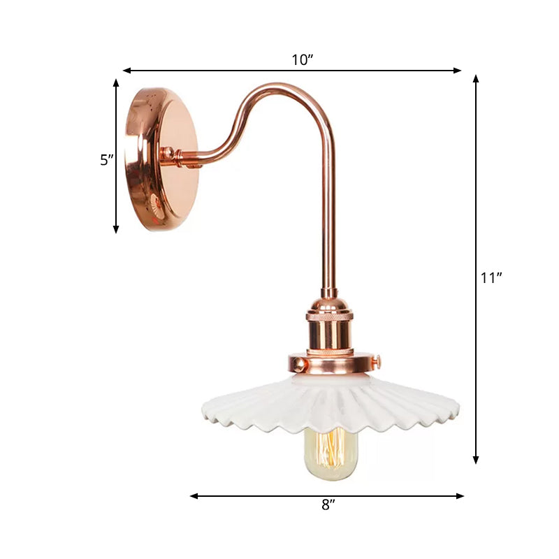 Copper Saucer Sconce Light Fixture Vintage White/Clear Glass Indoor Wall Lamp