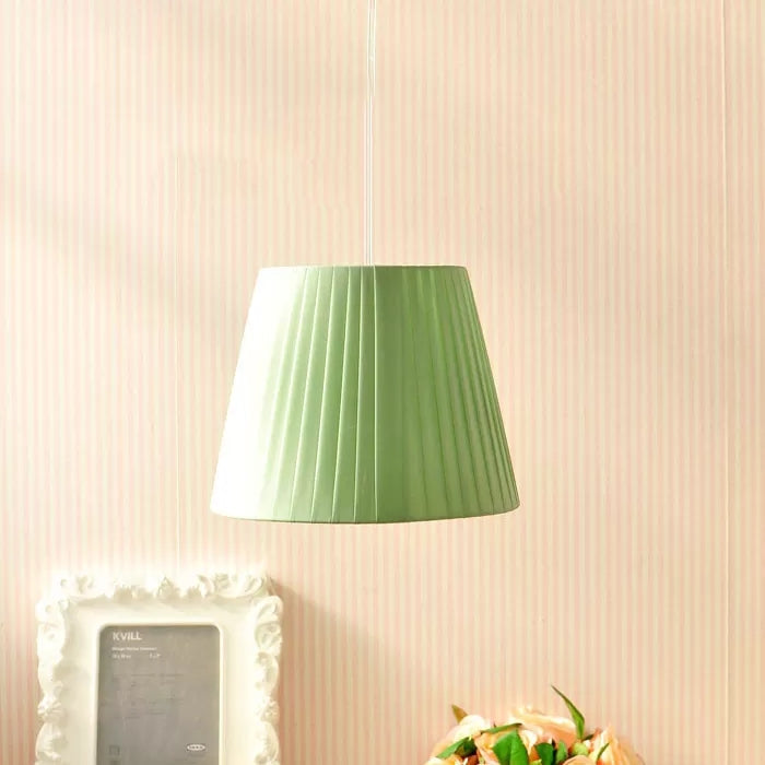 Tapered Fold Hanging Light - Fabric Pendant For Dining Room