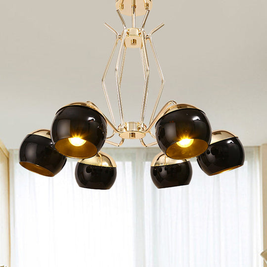 Nordic-Style Black Metal Dome Chandelier Pendant Lamp With 3/6 Heads 6 /