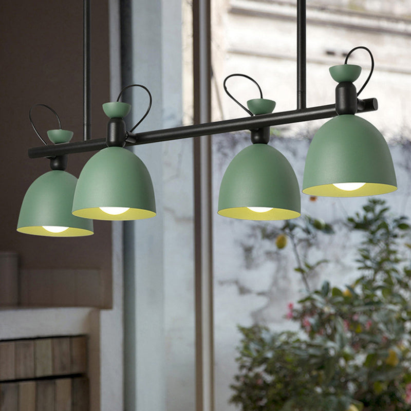 Modernist 4-Light Green Dome Metal Chandelier With Adjustable Node - Stylish Hanging Lamp Fixture