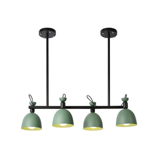 Modernist 4-Light Green Dome Metal Chandelier With Adjustable Node - Stylish Hanging Lamp Fixture