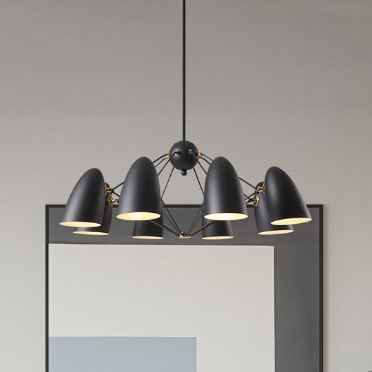 Contemporary Bullet Chandelier Pendant Light - Metal 8-Head Hanging Lamp for Bedroom in Black/White