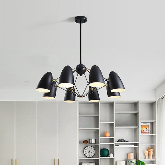 Contemporary 8-Head Metal Pendant Light With Bullet Design For Bedroom - Black/White