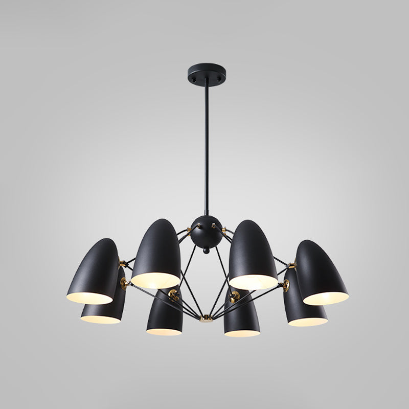 Contemporary 8-Head Metal Pendant Light With Bullet Design For Bedroom - Black/White