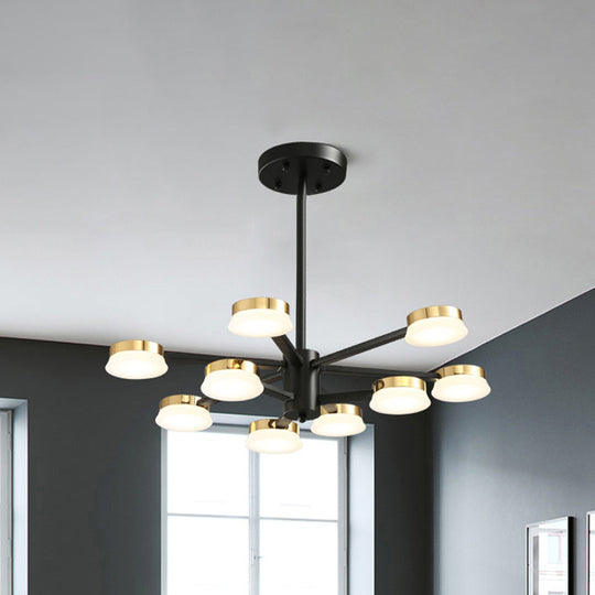 Modernist Radial Metal Chandelier - 9/12 Heads - Black Hanging Ceiling Lamp for Living Room