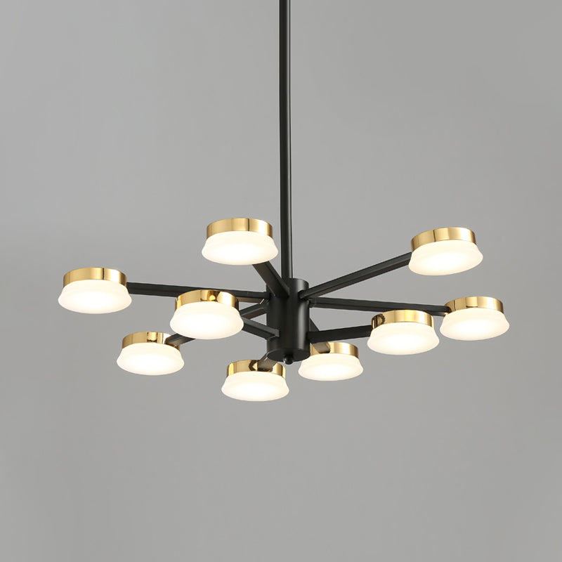 Modernist Radial Metal Chandelier - 9/12 Heads - Black Hanging Ceiling Lamp for Living Room