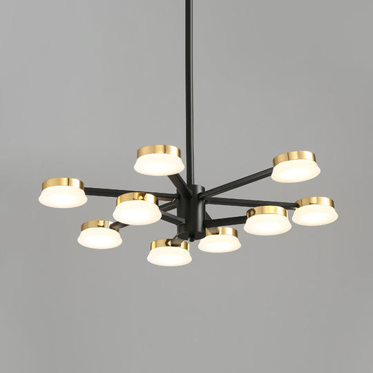 Modernist Radial Metal Chandelier - 9/12 Heads - Black Hanging Ceiling Lamp for Living Room