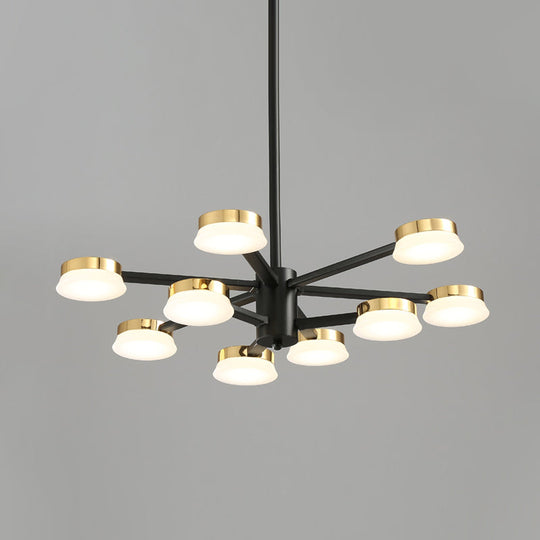 Modernist Metal Chandelier Lighting - 9/12 Head Black Ceiling Lamp For Living Room