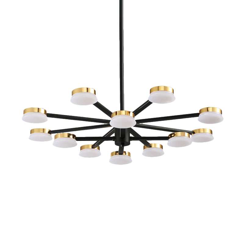 Modernist Metal Chandelier Lighting - 9/12 Head Black Ceiling Lamp For Living Room