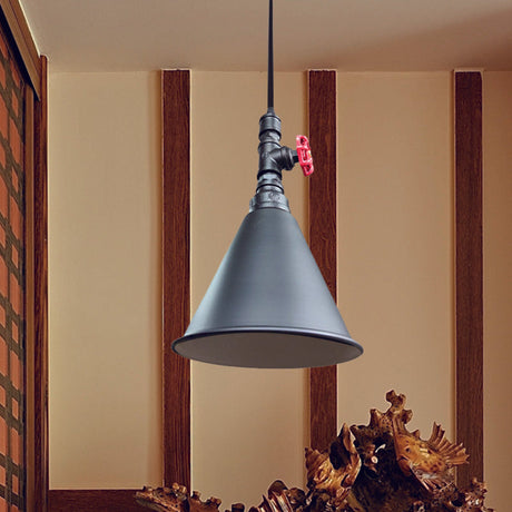 Conical Down Lighting Iron Pendant Lamp - Farmhouse Black/Silver/Gold Finish For Restaurants
