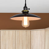 Vintage Metal Flared Hanging 1-Light Pendant Lamp For Balcony Ceiling In White/Black