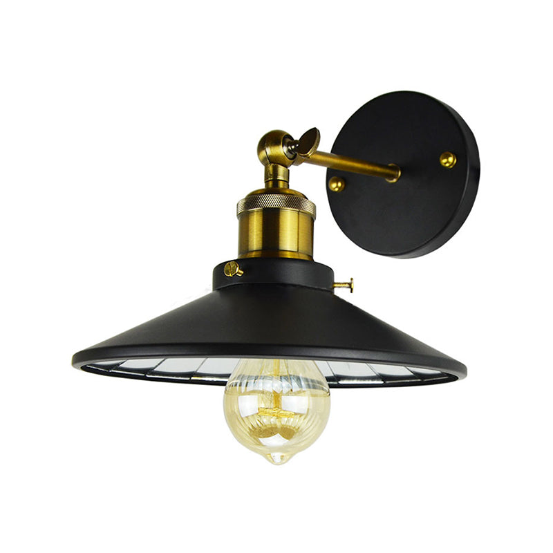 Antiqued Wide Flare Sconce Light Fixture - Wall Mounted Lamp For Restaurant (Black)