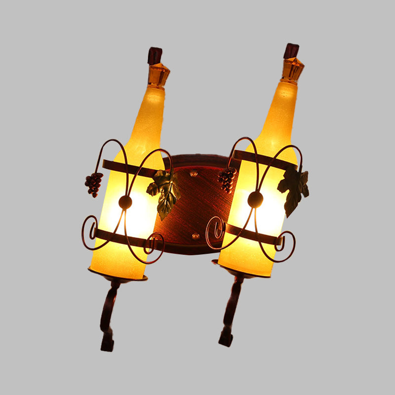 Art Deco Wall Mount Lighting With Wine Rack Backplate - 2 Bulbs Yellow/Green/Red/White Glass Copper