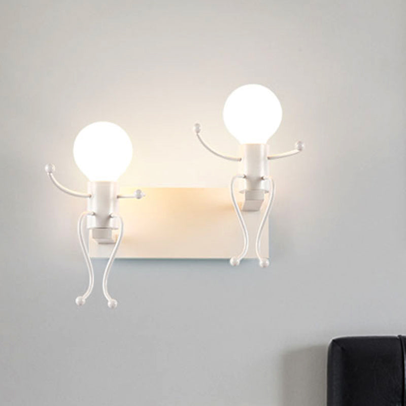 Art Deco Metallic Human Shape Wall Sconce Lamp - Black/White Bedside Lighting (1/2-Head)