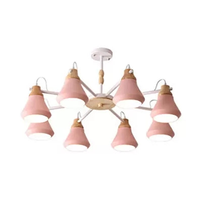 Metal Urn Shaped Suspension Light - Pink Kindergarten Macaron Style Chandelier 8 /