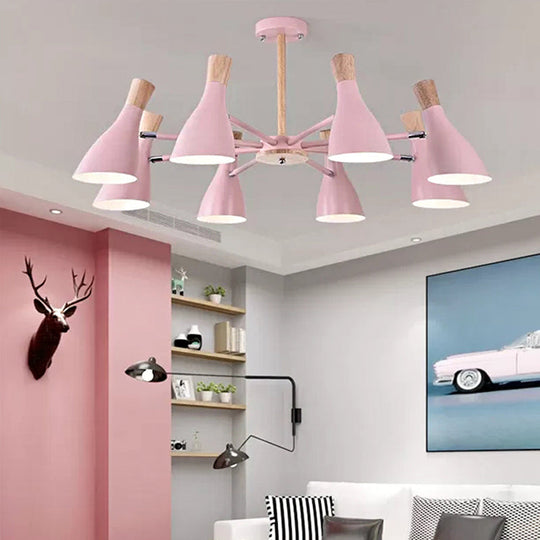 Kids Metal Chandelier: Rotatable Bottle Shape Light In Pink For Nursing Room