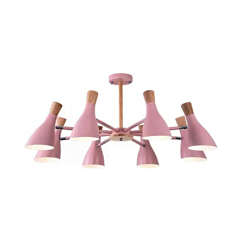 Kids Metal Chandelier: Rotatable Bottle Shape Light In Pink For Nursing Room