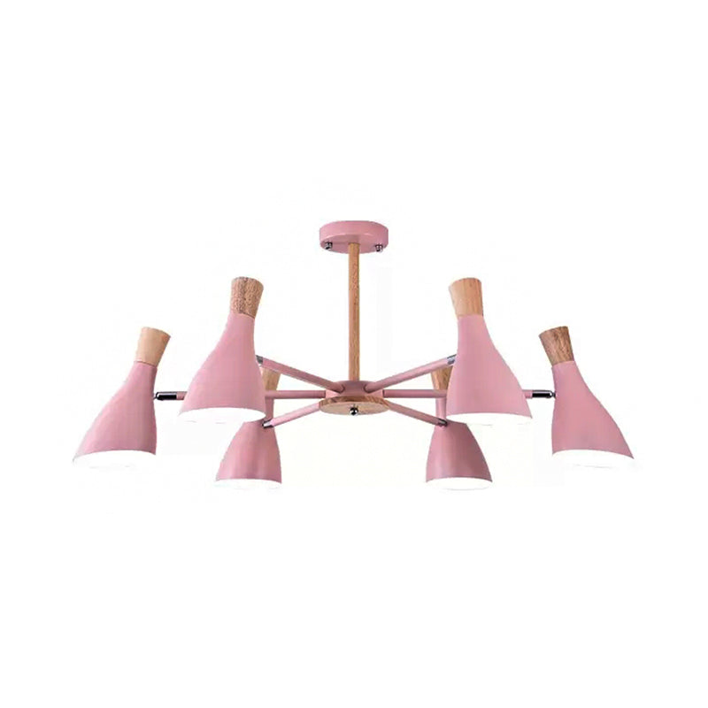 Kids Metal Chandelier: Rotatable Bottle Shape Light In Pink For Nursing Room