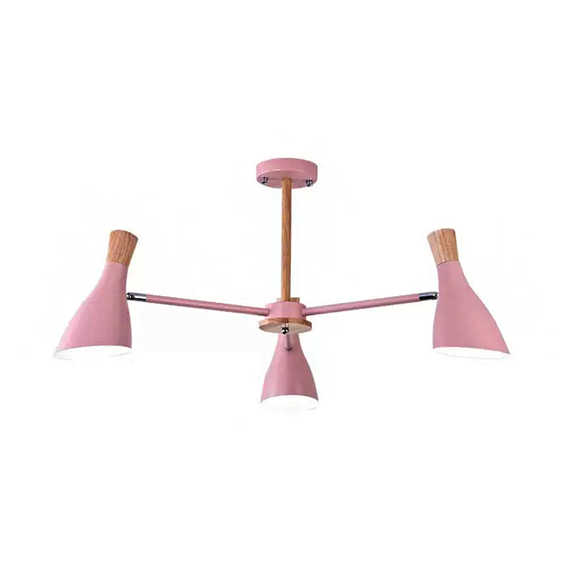 Kids Metal Chandelier: Rotatable Bottle Shape Light In Pink For Nursing Room