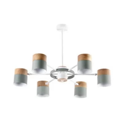 Modern Rotatable Metal Cylinder Chandelier: Macaron Style Ceiling Light For Nursing Room 6 / Green