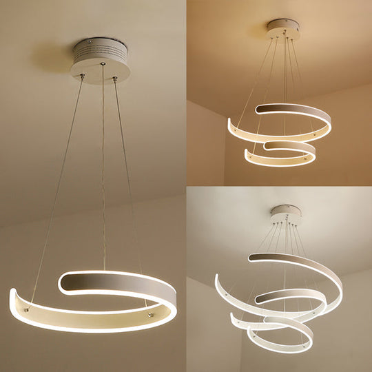 White Pendant Light For Dining Room Contemporary Multi-Ring Hanging Lamp With Neutral