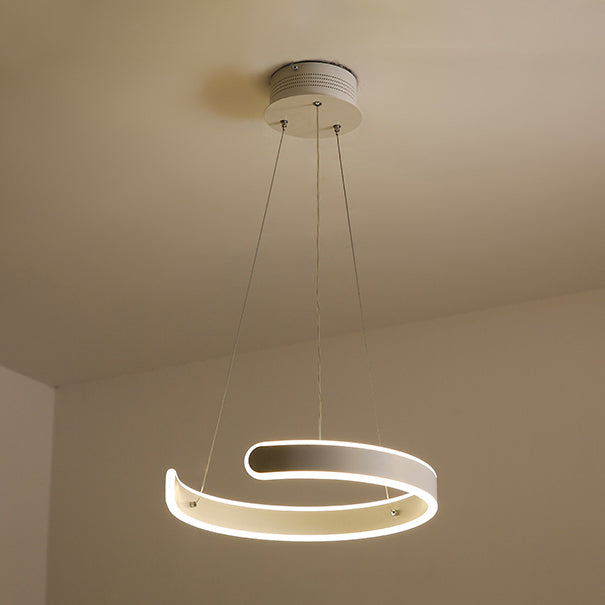 Modern Pendant Light for Dining Room - White Multi Ring Hanging Lamp with Neutral Light