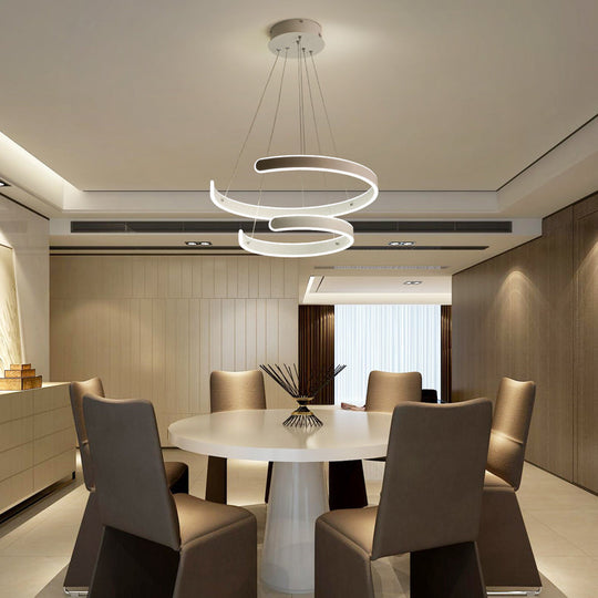 White Pendant Light For Dining Room Contemporary Multi-Ring Hanging Lamp With Neutral