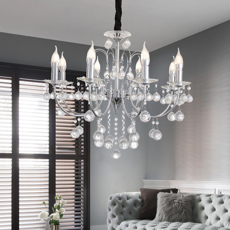 Modern Crystal Ball Pendant Chandelier Lamp With 5/8 Lights - Chrome Finish 8 /