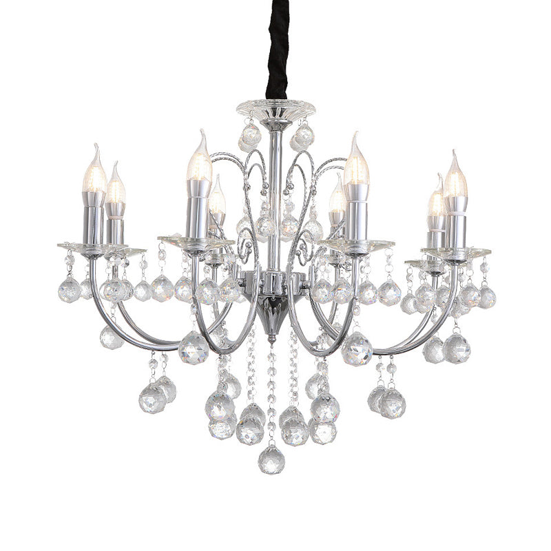 Modern Crystal Ball Pendant Chandelier Lamp With 5/8 Lights - Chrome Finish