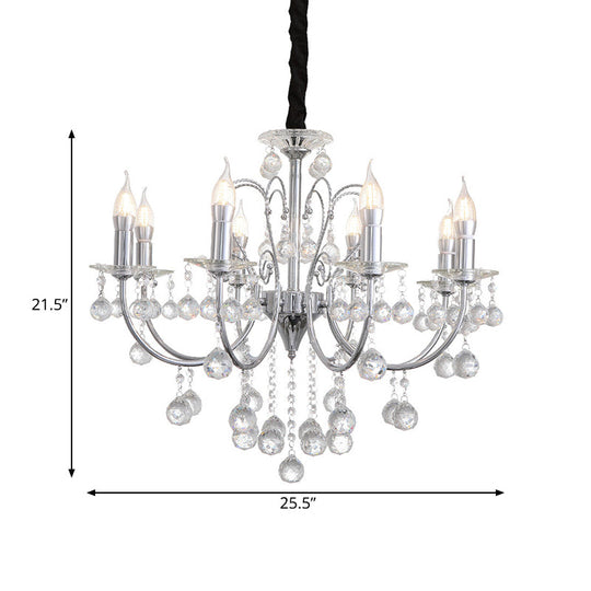 Modern Crystal Ball Pendant Chandelier Lamp With 5/8 Lights - Chrome Finish