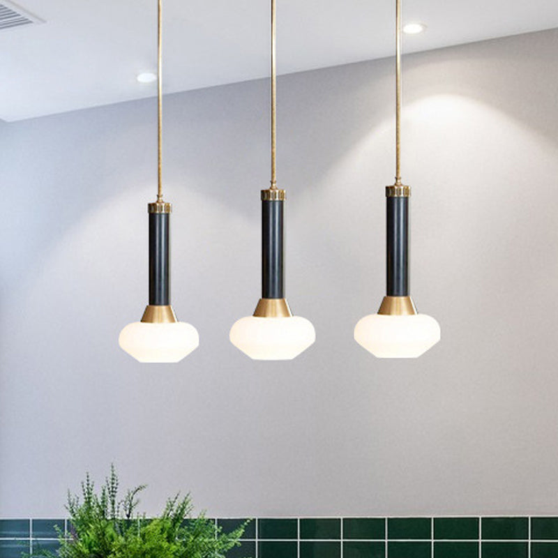 Modern Black Opal Frosted Glass Pendant Lamp - Torchlight Design Bedside Or Ceiling Pendulum Light