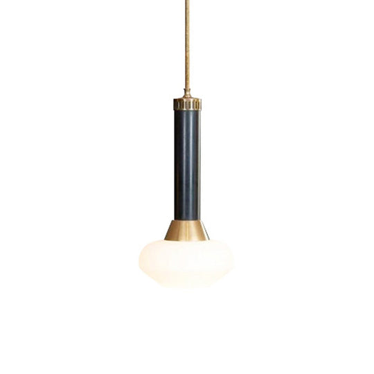 Modern Black Opal Frosted Glass Pendant Lamp - Torchlight Design Bedside Or Ceiling Pendulum Light