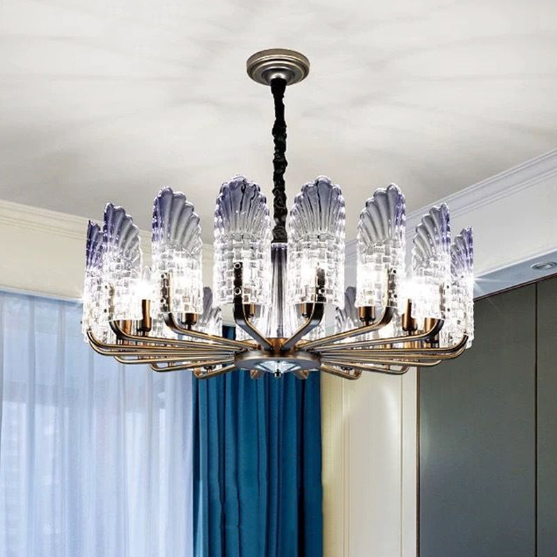 Contemporary Crystal And Metal Chandelier With Radial Lights In Brass Finish - 8/9/10 Lamps