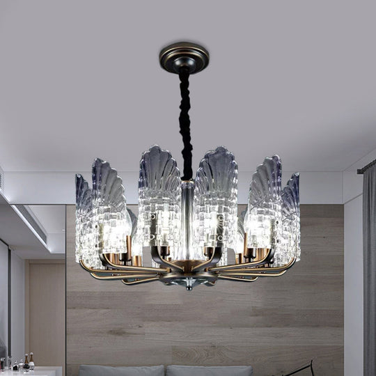 Contemporary Crystal And Metal Chandelier With Radial Lights In Brass Finish - 8/9/10 Lamps 12 /