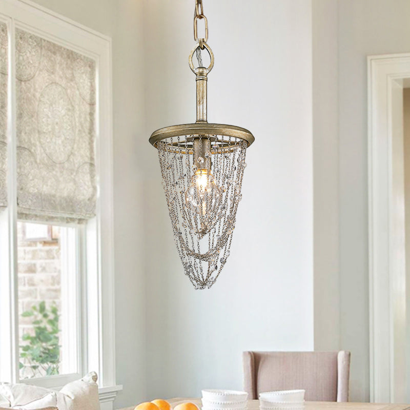 Gold Nordic Chandelier with Crystal Accent - Circular Metal Ceiling Light