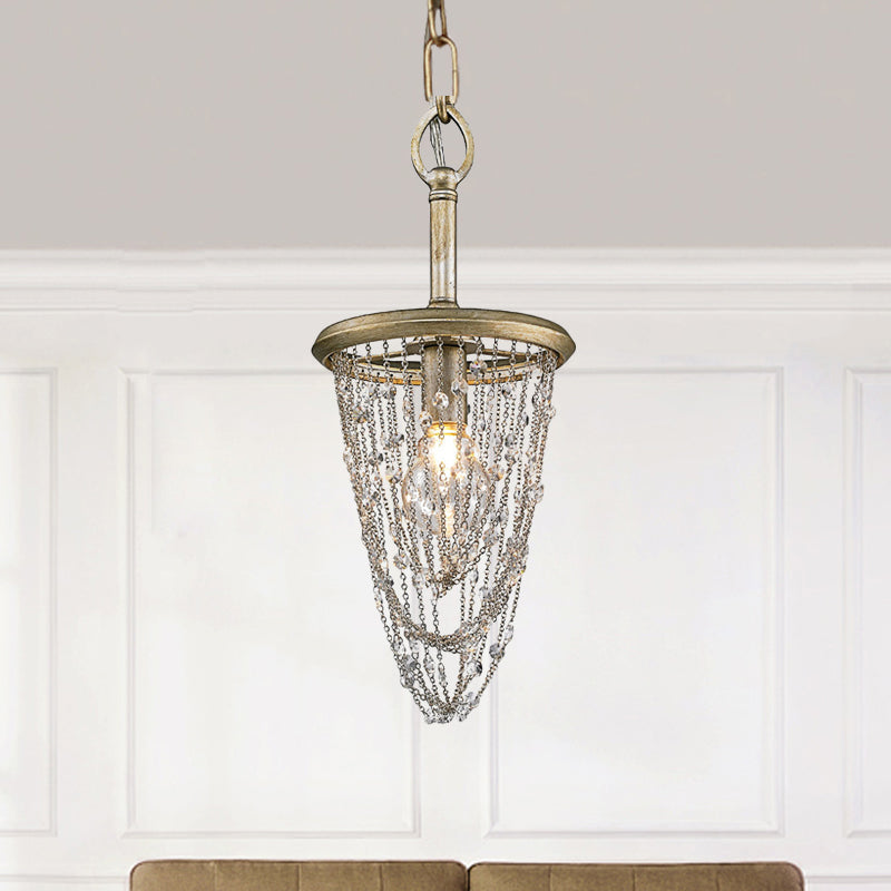 Gold Nordic Chandelier with Crystal Accent - Circular Metal Ceiling Light