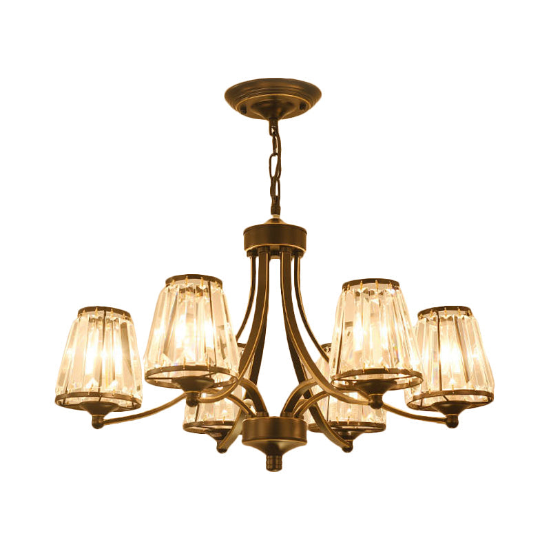 Circular Crystal Chandelier Lamp: Elegant Hanging Light for Bedrooms with Gold/Black Touches - 3/5/6 Lights