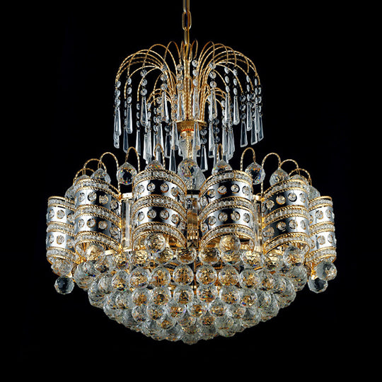 Modern Crystal Dome Ceiling Light: Elegant Gold Chandelier With 10 Lights For Bedroom
