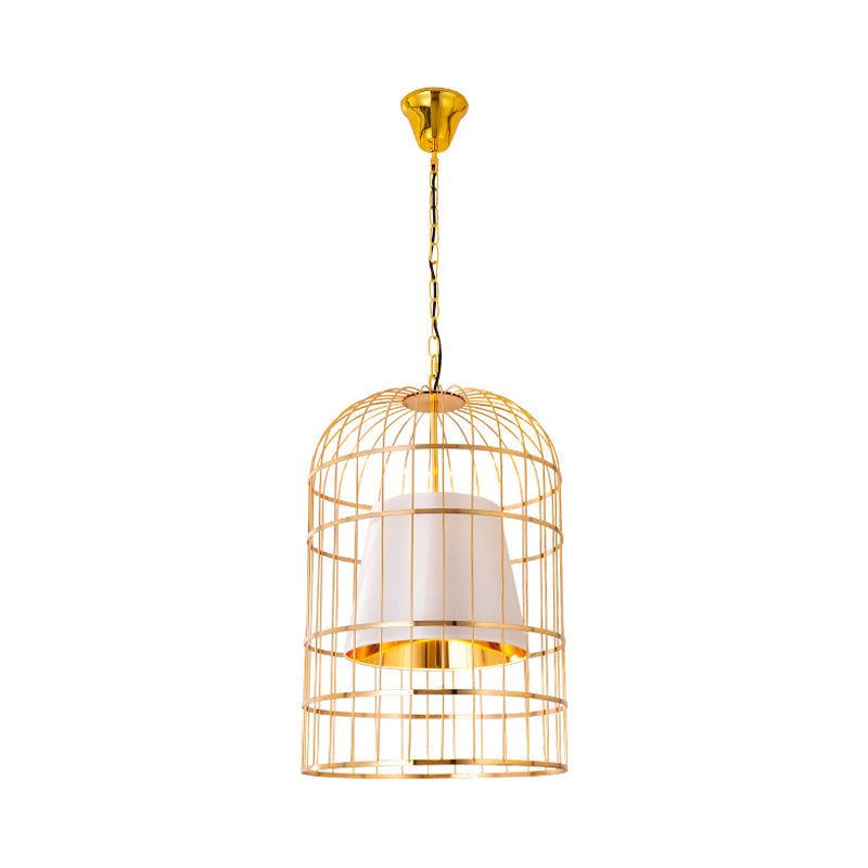 Minimalistic Black/White Bird Cage Ceiling Light Pendant With Inner Cone Shade Sizes: 12/16/19.5