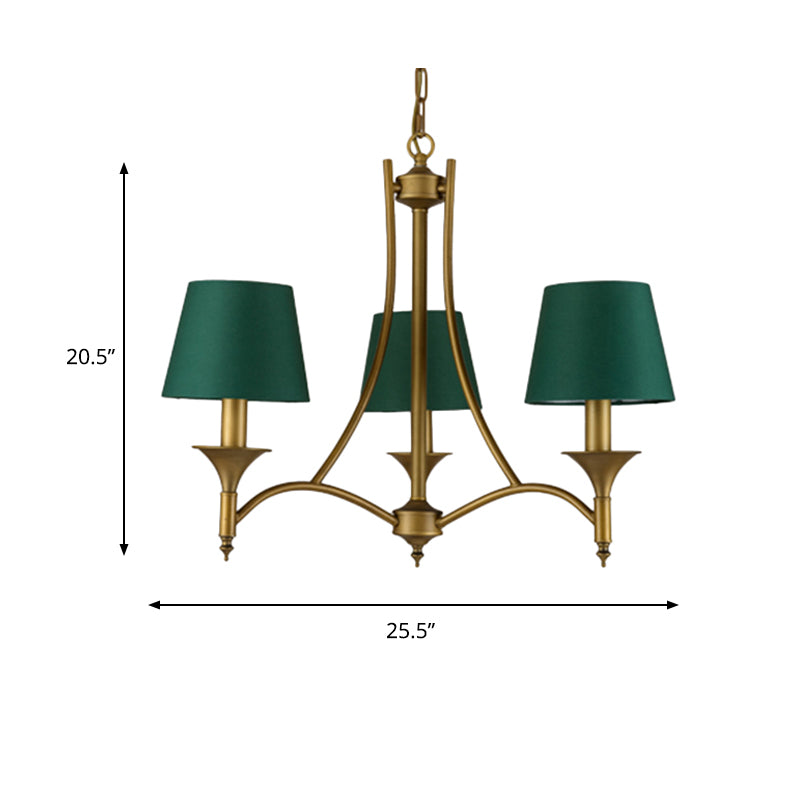 Green Cone Fabric Pendant Chandelier - Classic Bedroom Ceiling Fixture With 3/6/8 Lights