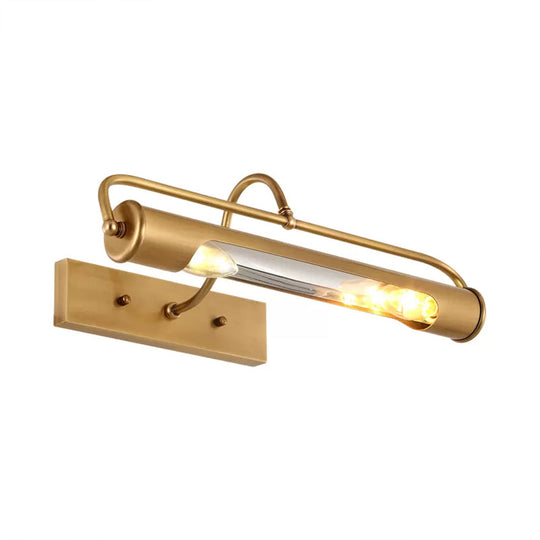 Traditional Brass Tube Vanity Light Fixture - 2 Lights 14/18 Wide