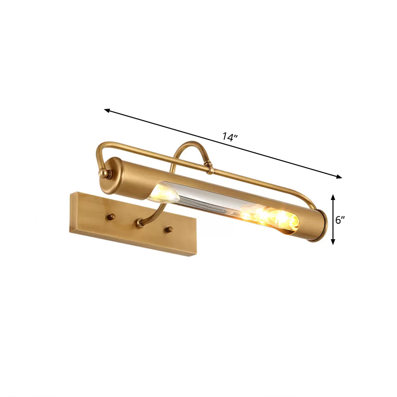 Traditional Brass Tube Vanity Light Fixture - 2 Lights 14/18 Wide