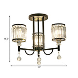 Modern Crystal Semi Flush Ceiling Light With Black Cylinder Design Ideal For Bedroom