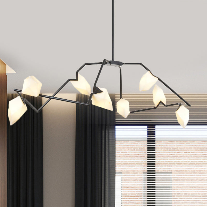 Modern Black/Gold Chandelier With Branching Design Shades - Elegant 5/8 Lights Dining Room Ceiling