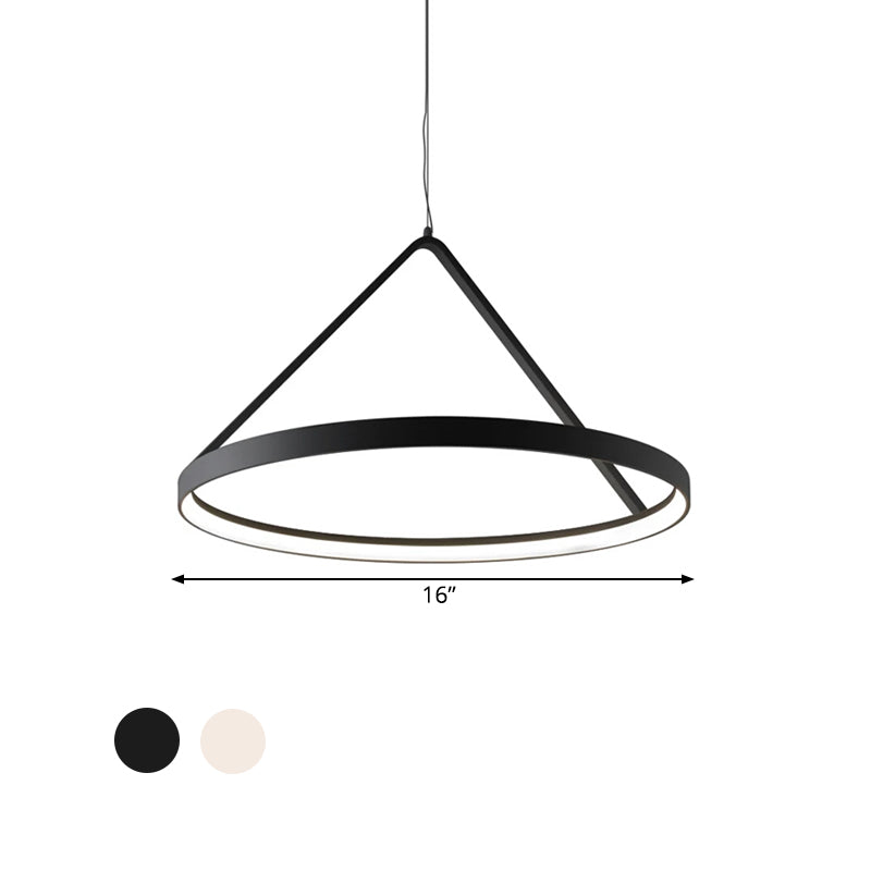 Minimalist Acrylic Round Pendant Light, LED Ceiling Lighting Fixture (16"/19.5"/23.5"), Black/White