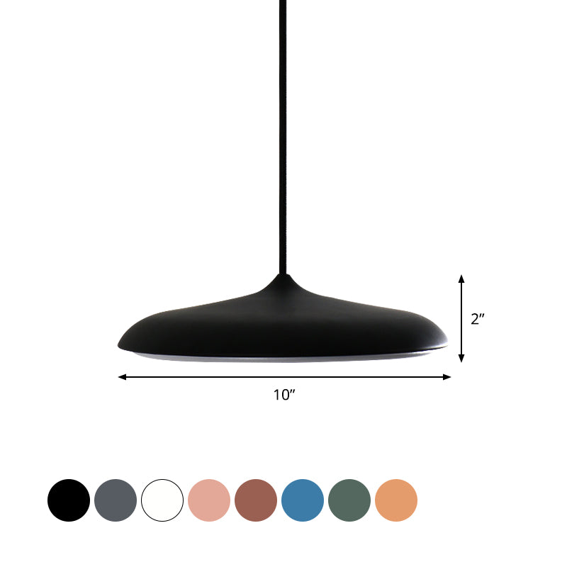 Modern Metal Disk Ceiling Pendant Light - 10"/16" Diameter - 1 Light - White/Pink/Yellow - Warm/White Hanging Lamp