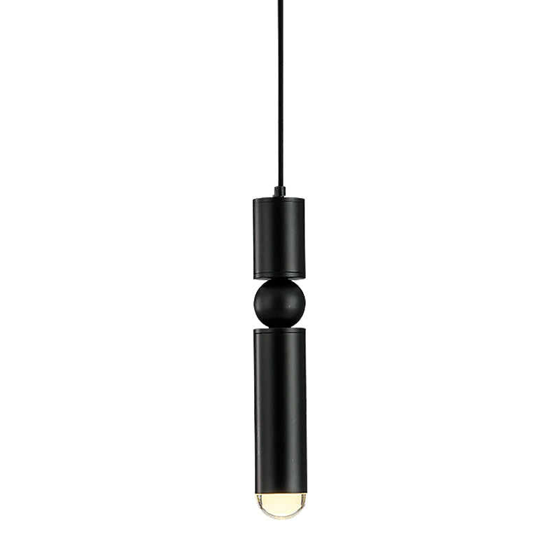 Modern Tube Hanging Light - Metal Black/White/Brass Led Suspension Pendant For Dining Room Warm