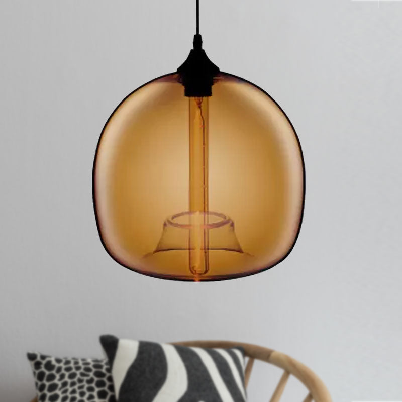 Modern Glass Ball Shade Suspension Light - Red/Brown/Blue Hanging Ceiling Light