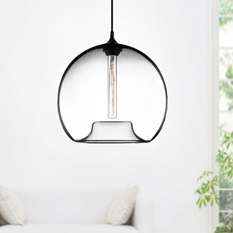 Modern Glass Ball Shade Suspension Light - 1-Light Red/Brown/Blue Hanging Ceiling